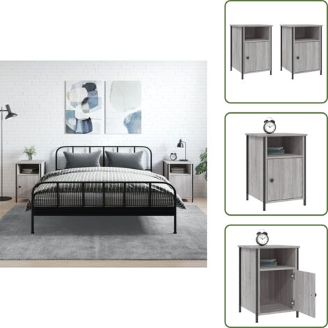 Comodino con piano di esposizione - vidaXL Comodini 2 pz Grigio Sonoma 40x42x60 cm in Legno Multistrato - Comodino in ferro