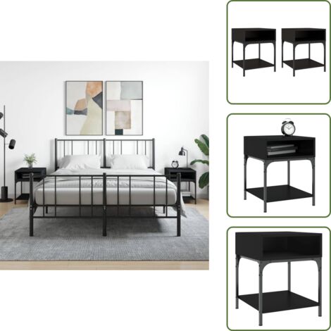 Comodino con piano di esposizione - vidaXL Comodini 2 pz Neri 40x41x50 cm in Legno Multistrato -