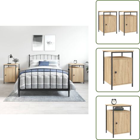 Comodino con piano di esposizione - vidaXL Comodini 2 pz Rovere Sonoma 40x42x60 cm in Legno Multistrato - Comodino per camera da letto