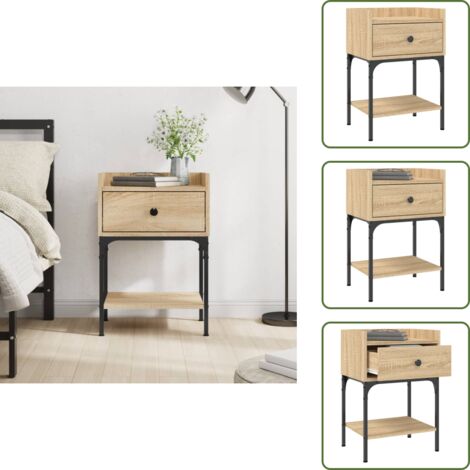 Comodino con piano di esposizione - vidaXL Comodino Rovere Sonoma 40,5x31x60 cm in Legno Multistrato -