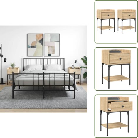 Comodino con piano di lavoro - vidaXL Comodini 2 pz Rovere Sonoma 40,5x31x60 cm in Legno Multistrato - Comodino con ripiani