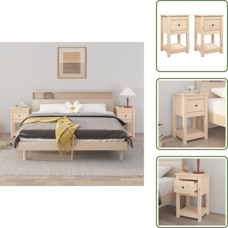 Comodino con piano stabile - vidaXL Comodini 2 pz 40x35x61,5 cm in Legno Massello di Pino - Comodino con ripiani