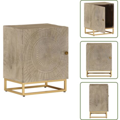 Comodino con piano stabile - vidaXL Comodino 40x30x50 cm in Legno Massello di Mango e Ferro - Comodino con spazio portaoggetti