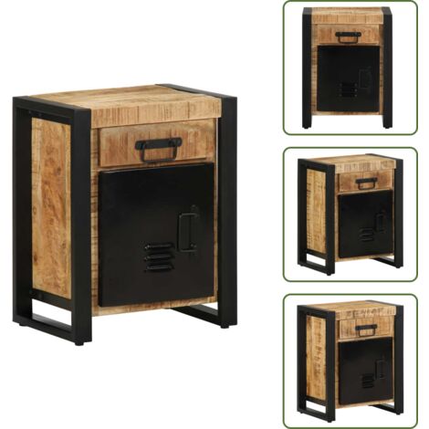 Comodino con piano stabile - vidaXL Comodino 40x30x50 cm in Legno Massello di Mango Grezzo - Comodino con spazio portaoggetti