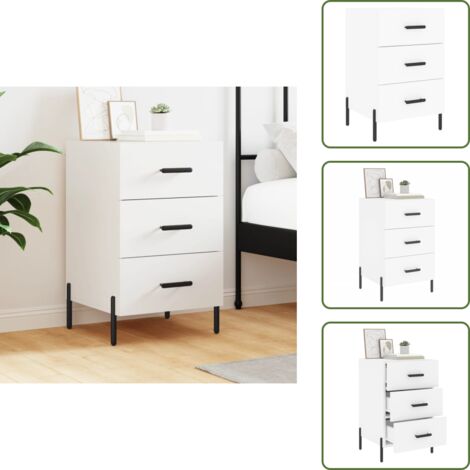Comodino con piano - vidaXL Comodino Bianco 40x40x66 cm in Legno Multistrato - Comodino in metallo
