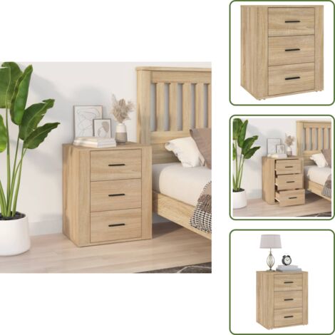 Comodino con piano - vidaXL Comodino Rovere Sonoma 50x36x60 cm in Legno Multistrato - Comodino con cassetti