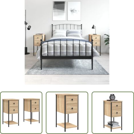 Comodino con piedini regolabili -  Comodini 2 pz Rovere Sonoma 32x42x70 cm in Legno Multistrato
