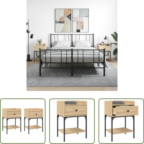 Comodino con piedini regolabili -  Comodini 2 pz Rovere Sonoma 40,5x31x60 cm in Legno Multistrato