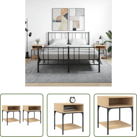 Comodino con piedini regolabili -  Comodini 2 pz Rovere Sonoma 40x41x50 cm in Legno Multistrato