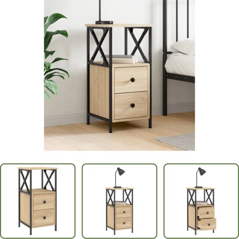Comodino con piedini regolabili -  Comodino Rovere Sonoma 34x35,5x70 cm in Legno Multistrato
