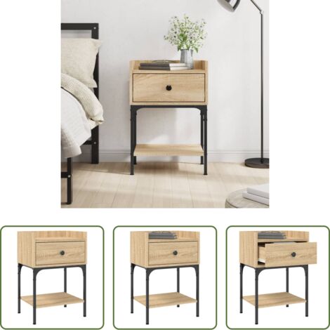 Comodino con piedini regolabili -  Comodino Rovere Sonoma 40,5x31x60 cm in Legno Multistrato