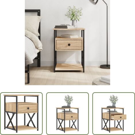 Comodino con piedini regolabili -  Comodino Rovere Sonoma 40x42x55 cm in Legno Multistrato
