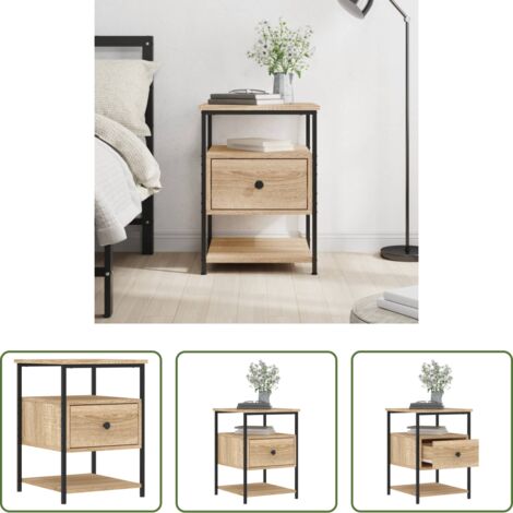 Comodino con piedini regolabili -  Comodino Rovere Sonoma 40x42x56 cm in Legno Multistrato