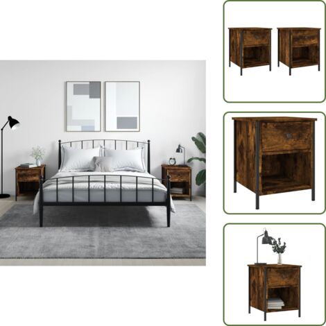 Comodino con piedini regolabili - vidaXL Comodini 2 pz Rovere Fumo 40x42x50 cm in Legno Multistrato - Comodino per camera da letto