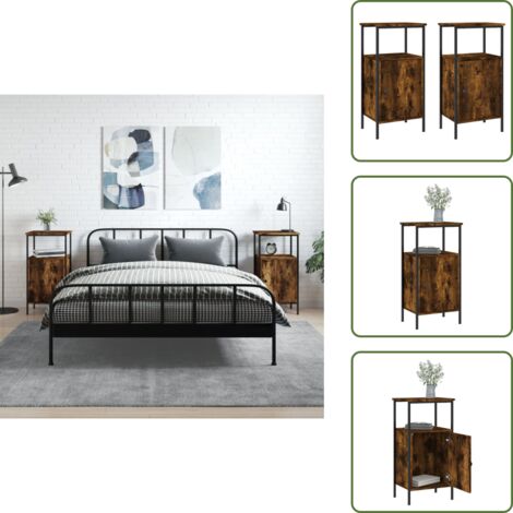 Comodino con piedini regolabili - vidaXL Comodini 2pz Rovere Fumo 41x31x80 cm in Legno Multistrato - Comodino con piano di esposizione