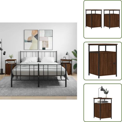 Comodino con piedini regolabili - vidaXL Comodini Rovere Marrone 2 pz 40x42x60 cm Legno Multistrato - Comodino per camera da letto
