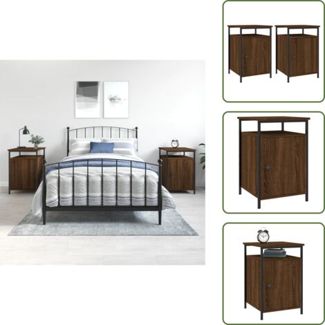 Comodino con piedini regolabili - vidaXL Comodini Rovere Marrone 2 pz 40x42x60 cm Legno Multistrato - Comodino per camera da letto