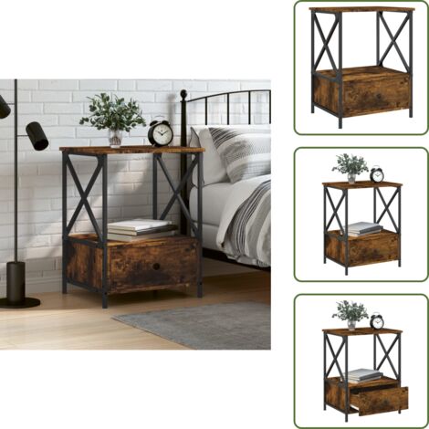 Comodino con piedini regolabili - vidaXL Comodino Rovere Fumo 50x41x65 cm in Legno Multistrato - Comodino con supporto a parete