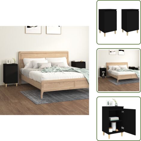 Comodino con porta - vidaXL Comodini 2 pz Neri 40x35x70 cm in Legno Multistrato - Comodino per interni