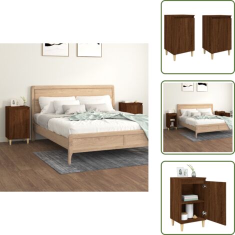 Comodino con porta - vidaXL Comodini 2 pz Rovere Marrone 40x35x70 cm in Legno Multistrato - Comodino in legno multistrato