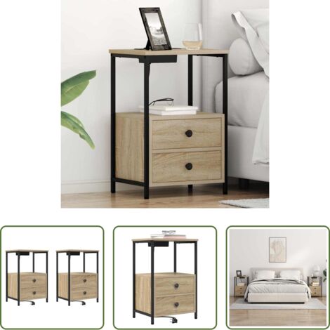 Comodino con ricarica -  Armadio da Notte 2 pcs Rovere Sonoma 40 x 31 x 60 cm
