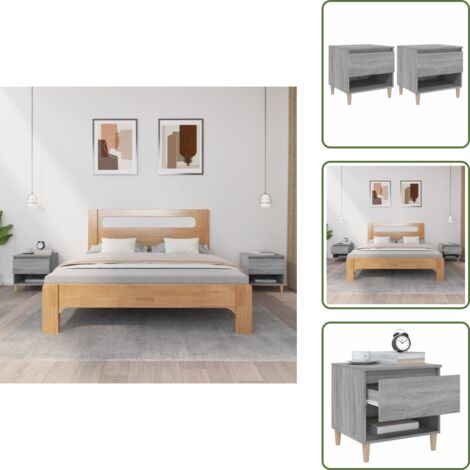 Comodino con ripiani - vidaXL Comodini 2 pz Grigio Sonoma 50x46x50 cm in Legno Multistrato - Comodino per oggetti