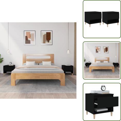 Comodino con ripiani - vidaXL Comodini 2 pz Neri 50x46x50 cm in Legno Multistrato -