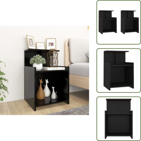 Comodino con ripiani - vidaXL Comodini 2pz Neri 40x35x60 cm in Legno Multistrato - Comodino da soggiorno