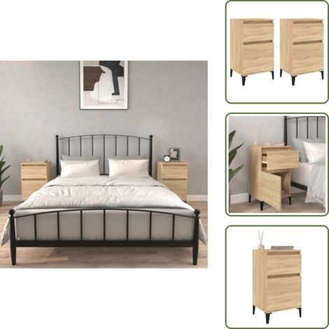 Comodino con ripiani - vidaXL Comodini 2pz Rovere Sonoma 40x35x70 cm - Comodino con foto