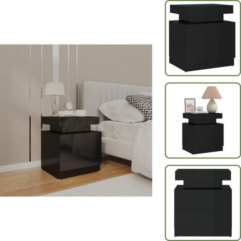 Comodino con ripiani - vidaXL Comodino Nero Lucido 45x35x52 cm in Legno Multistrato - Comodino per riporre oggetti