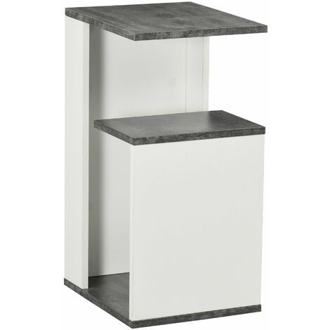 Comodino con Ripiano Aperto 35x29,5x60 cm in Truciolato Grigio e Bianco