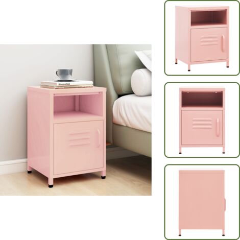 Comodino con ripiano aperto - vidaXL Comodino Rosa 35x35x51 cm in Acciaio - Comodino con anta