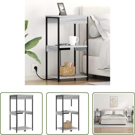 Comodino con ripiano -  Armadio da Notte con lo scaffale Grigio Sonoma 41 x 31 x 76 cm