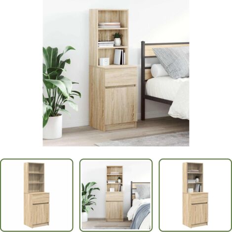 Comodino con ripiano -  Comodino Rovere Sonoma 39x35x125 cm in Legno Multistrato