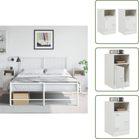 Comodino con ripiano - vidaXL Comodini 2 pz Bianchi 34,5x39x62 cm in Acciaio -