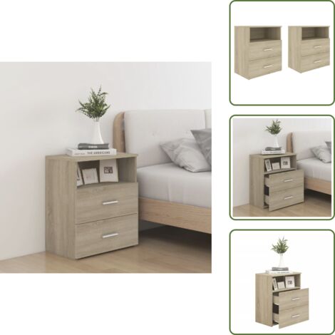 Comodino con ripiano - vidaXL Comodini 2pz Rovere Sonoma 50x32x60 cm - Comodino rovere sonoma