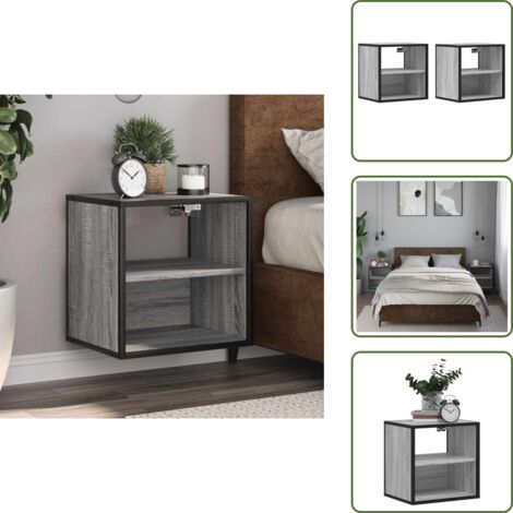 Comodino con ripiano - vidaXL Comodini a Muro 2 pz Grigio Sonoma 40x31x39,5 cm - Comodino per stanze