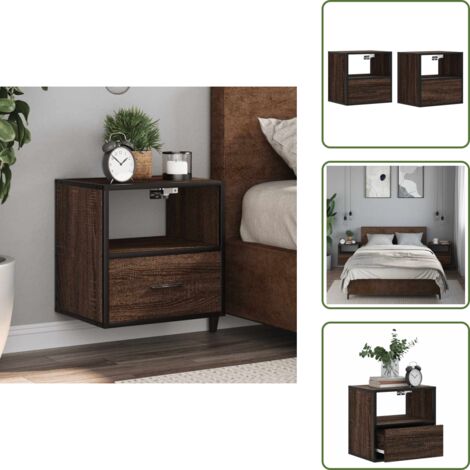 Comodino con ripiano - vidaXL Comodini a Muro 2 pz Rovere Marrone 40x31x39,5 cm - Comodino per camera