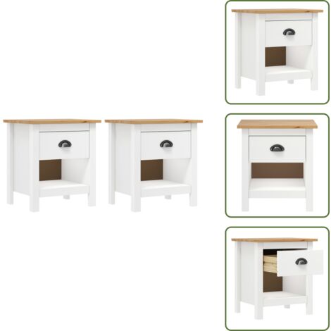 Comodino con ripiano - vidaXL Comodini Hill 2 pz 46x35x49,5 cm Legno Massello di Pino - Comodino per camera da letto