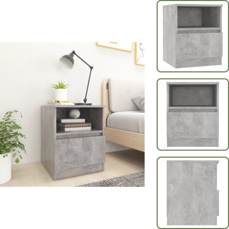 Comodino con ripiano - vidaXL Comodino Grigio Cemento 40x40x50 cm in Legno Multistrato - Comodino per camera
