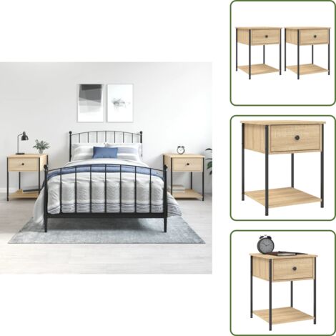 Comodino con ripostiglio - vidaXL Comodini 2 pz Rovere Sonoma 44x45x58 cm in Legno Multistrato - Comodino con piano espositivo