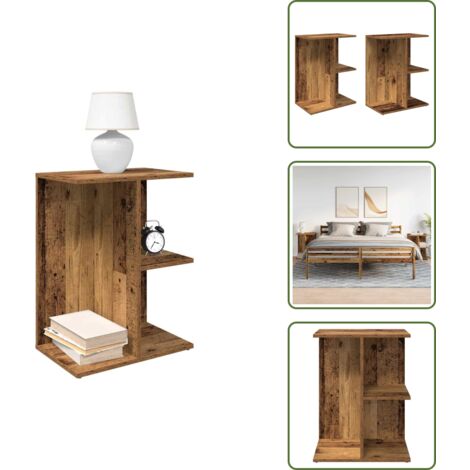 Comodino con scomparti - vidaXL Comodini 2 pz Legno Antico 46,5x29x61 cm in Legno Multistrato - Comodino per camera da letto