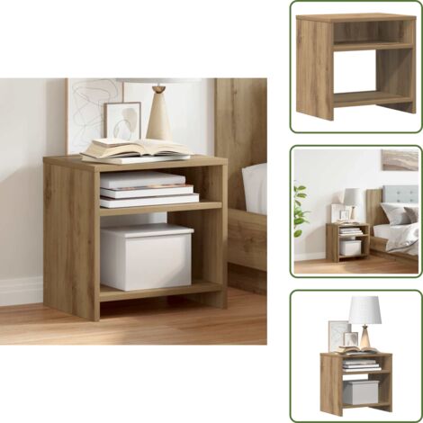Comodino con scomparti - vidaXL Comodino Rovere Artigianale 40x30x40 cm in Legno Multistrato - Comodino per camera da letto