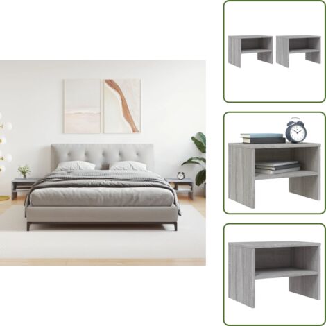 Comodino con scomparto a giorno - vidaXL Comodini Grigio Sonoma 2 pz 40x30x30 cm in Legno Multistrato - Comodino da salotto