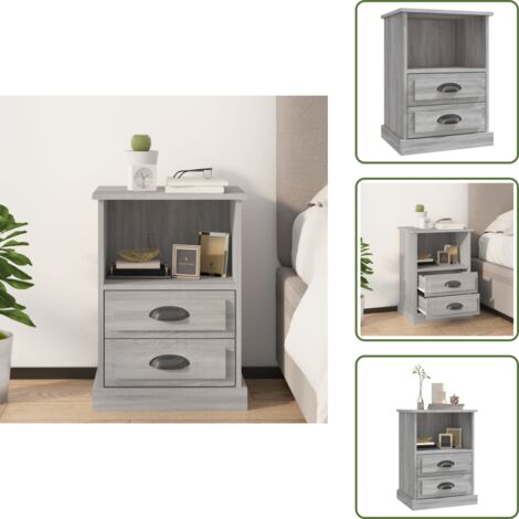 Comodino con scomparto a giorno - vidaXL Comodino Grigio Sonoma 43x36x60 cm - Comodino in legno