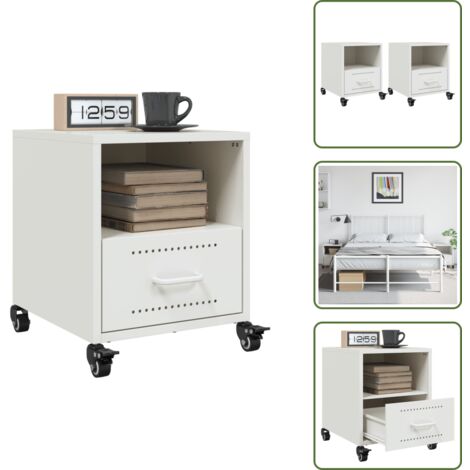 Comodino con scomparto - vidaXL Comodini 2 pz Bianchi 36x39x43,5 cm in Acciaio - Comodino con ruote