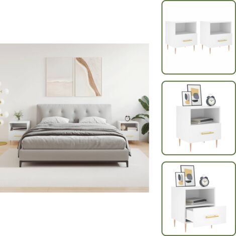 Comodino con scomparto - vidaXL Comodini 2 pz Bianchi 40x35x47,5 cm in Legno Multistrato - Comodino in metallo