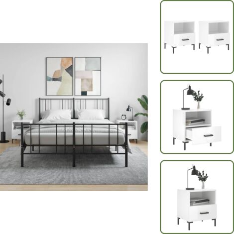 Comodino con scomparto - vidaXL Comodini 2 pz Bianco Lucido 40x35x47,5 cm in Legno Multistrato - Comodino in metallo