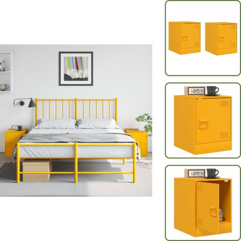Comodino con scomparto - vidaXL Comodini 2 pz Giallo Senape 34,5x39x44 cm in Acciaio -