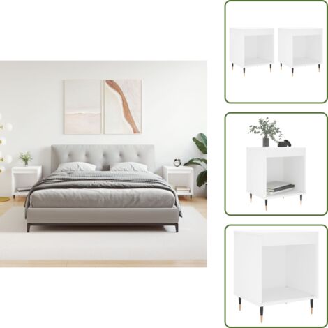 Comodino con scomparto - vidaXL Comodini 2pz Bianchi 40x35x50 cm in Legno Multistrato - Comodino in metallo